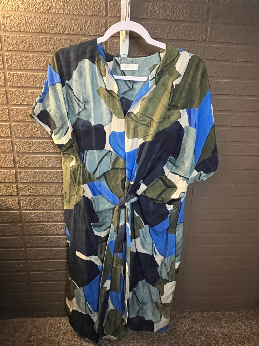 COS Abstract Print Tie-Waist Shirt Dress